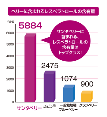 ベリーに含まれるレスベラトロールの含有量